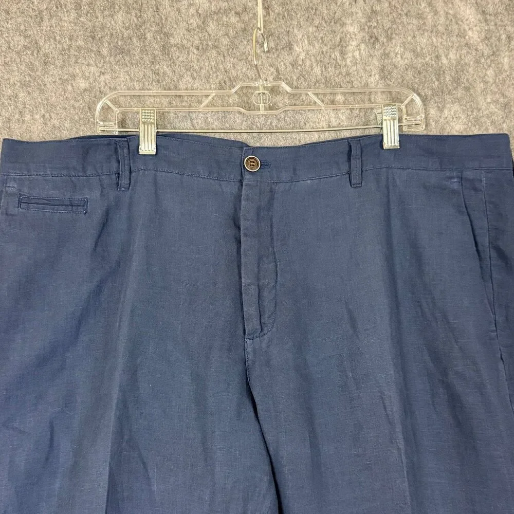 JoS A Bank Reserve 100% Linen Navy Blue Dress Pants Mens 42WX28L Lightweight
